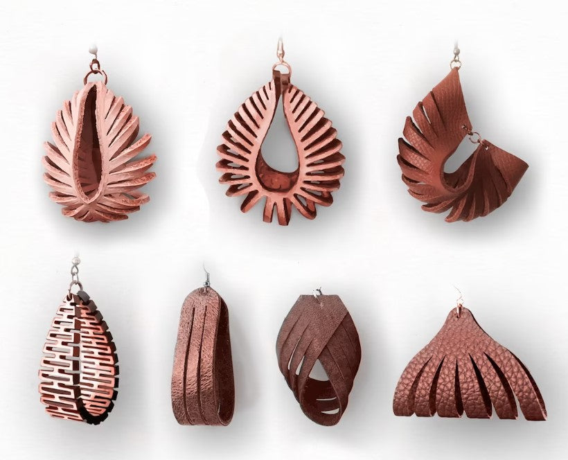 Sculpted Fold 7 - Vegan Leather Earrings